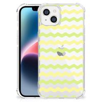 Apple iPhone 14 Plus Doorzichtige Silicone Hoesje Waves Yellow - thumbnail