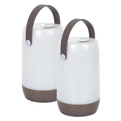Portable tafellamp/camping lamp - 2x - grijs - touch - batterij of usb - 23.5 cm