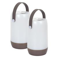 Portable tafellamp/camping lamp - 2x - grijs - touch - batterij of usb - 23.5 cm