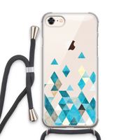 Gekleurde driehoekjes blauw: iPhone 8 Transparant Hoesje met koord