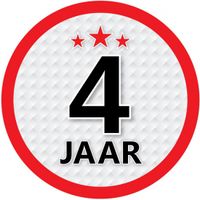 4 jaar leeftijd sticker rond 15 cm verjaardag versiering - thumbnail