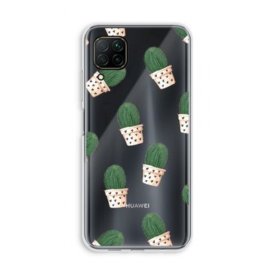 Cactusprint roze: Huawei P40 Lite Transparant Hoesje