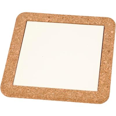 Creativ Company Onderzetter met lijst van kurk, afm 15,5x15,5x1 cm, wit, 2 stuk/ 1 doos