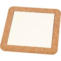 Creativ Company Onderzetter met lijst van kurk, afm 15,5x15,5x1 cm, wit, 2 stuk/ 1 doos