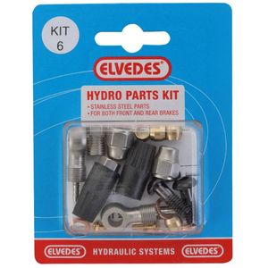 Elvedes Hydraulische onderdelen Kit 6 M8x1 + banjo RVS