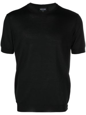 Giorgio Armani pull en maille fine à manches courtes - Noir