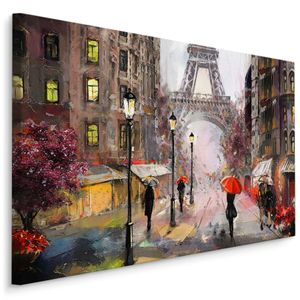Schilderij - Straten van Parijs  , Wanddecoratie , Premium print