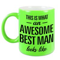 Awesome best man cadeau mok / beker voor bruiloft getuige neon groen 330 ml Awesome best man cadeau mok / beker voor bruiloft getuige neon groen 330 ml