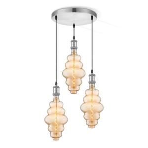 Home Sweet Home hanglamp chroom rond Cloud 3L G160 dimbaar E27 amber