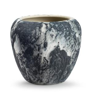 Plantenpot/bloempot Marble - wit/zwart - keramiek - D20 x H18 cm