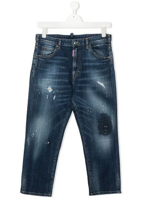 DSQUARED2 KIDS jean à effet usé - Bleu