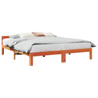 Bedframe zonder matras massief grenenhout wasbruin 160x200 cm
