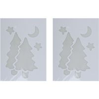 2x Kerst raamsjablonen/raamdecoratie kerstboom plaatjes 35 cm
