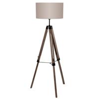 Eglo Landelijke vloerlamp Lantada 106cm Tripod hout met taupe 94326