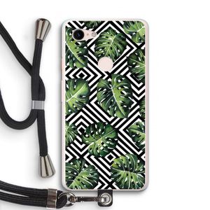 Geometrische jungle: Pixel 3 XL Transparant Hoesje met koord
