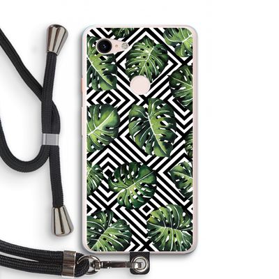 Geometrische jungle: Pixel 3 XL Transparant Hoesje met koord