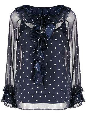 P.A.R.O.S.H. blouse à pois - Bleu