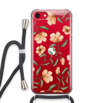 Peachy flowers: iPhone SE 2020 Transparant Hoesje met koord