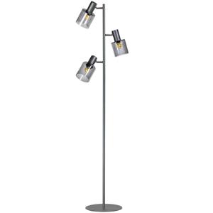 ETH Glazen vloerlampSledge Glass 3-lichts zwart met smoke glas - 05-VL8178-3036