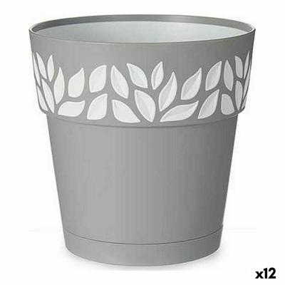 Zelfwaterende bloempot Stefanplast Grijs 15 x 15 x 15 cm Wit Plastic (12 Stuks)