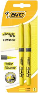 BIC Highlighter grip geel blister (2 st)