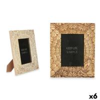Fotolijsten Gift Decor Wit Bruin Mangohout Boeddha (6 Stuks)