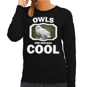 Sweater owls are serious cool zwart dames - uilen/ sneeuwuil trui 2XL  -