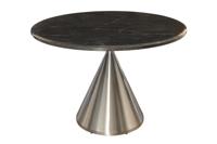 Eettafel ELEGANCIA 130cm rond frame chroom zwart marmerlook - 45899 - thumbnail
