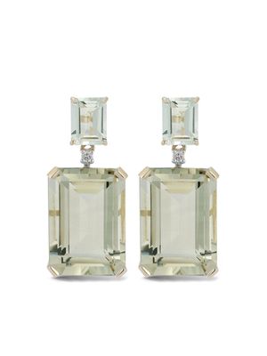 Mateo boucles d'oreilles pendantes en or 14ct serties d'améthyste et pavées de diamants