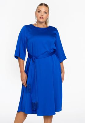 Yoek Jurk met ceintuur SATINI | Indigo | Maat 38/40