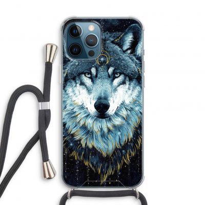 Darkness Wolf: iPhone 12 Pro Transparant Hoesje met koord