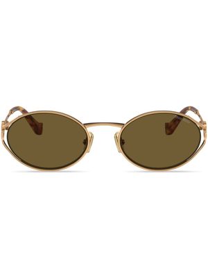 Miu Miu Eyewear lunettes de soleil à plaque logo - Or