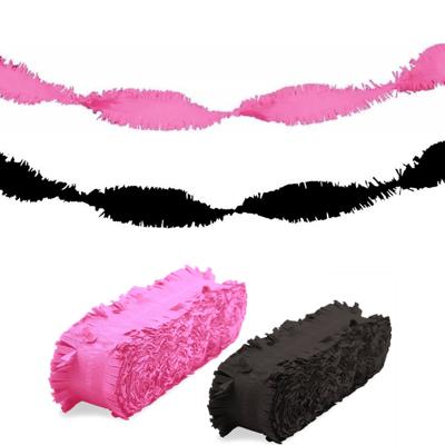 Folat versiering feest slingers - combi set - roze en zwart - 24 meter - crepe papier Folat versiering feest slingers - combi set - roze en zwart - 24 meter - crepe papier