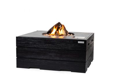 Happy Cocooning: Vuurtafel Rechthoek Teak - Antraciet