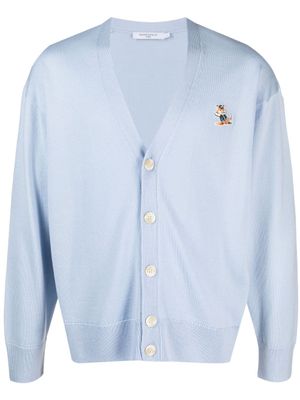 Maison Kitsuné cardigan en maille fine à patch logo - Bleu