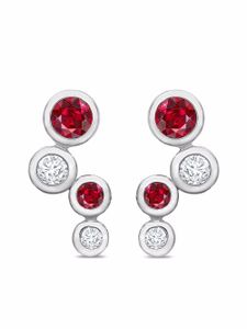 Pragnell boucles d'oreilles Bubbles en or blanc 18ct ornées de diamants et de rubis - Argent