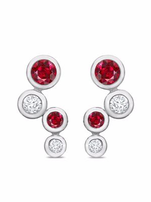 Pragnell boucles d'oreilles Bubbles en or blanc 18ct ornées de diamants et de rubis - Argent