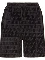 FENDI short à motif monogrammé flocké - Noir FENDI short à motif monogrammé flocké - Noir
