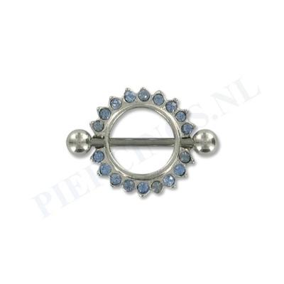 Tepelpiercing shield kristal blauw