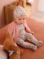 Geboorteset personaliseerbaar rompertje + tuinbroek + muts + vest rozen