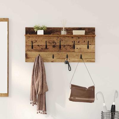 Wandgemonteerde kapstok Oud hout 80 x 40 x 12 cm Bewerkt hout