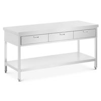 Roestvrijstalen werktafel - 180 x 60 cm - 436 kg - 3 lades - Royal Catering