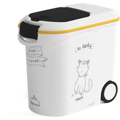 CURVER Voedselcontainer Diner wordt geserveerd - 12 kg - 35 L - Wit en zwart - Voor cat