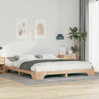 Bedframe met opslag Bruin 180 x 220 cm Massief grenenhout