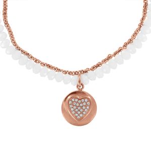 CO88 Ketting Sense Hart staal/kristal 42-47 cm rosé/wit 42-47 cm 8CN-15004