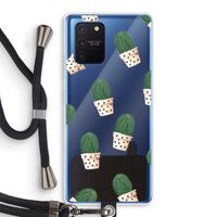 Cactusprint roze: Samsung Galaxy Note 10 Lite Transparant Hoesje met koord