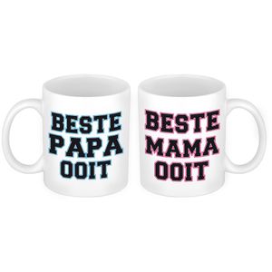 Beste Papa en Mama ooit mok - Cadeau beker set voor Papa en Mama