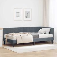 Hoekbedframe met matras Donkergrijs 90 x 200 cm Fluweel