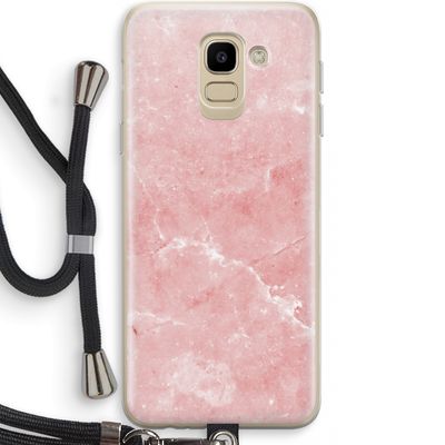 Roze marmer: Samsung Galaxy J6 (2018) Transparant Hoesje met koord