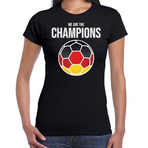 Duitsland EK/ WK supporter t-shirt we are the champions met Duitse voetbal zwart dames